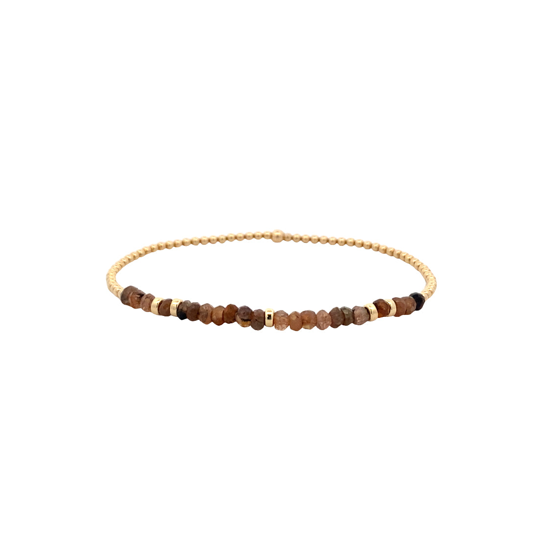 Karen Lazar Stretch 2mm Yellow Gold and Idosolite Rondelle Bracelet Size 6.75