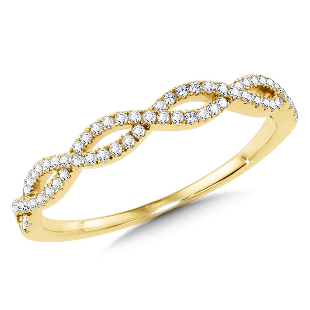 Diamond Cross Over Ring in Yellow Gold