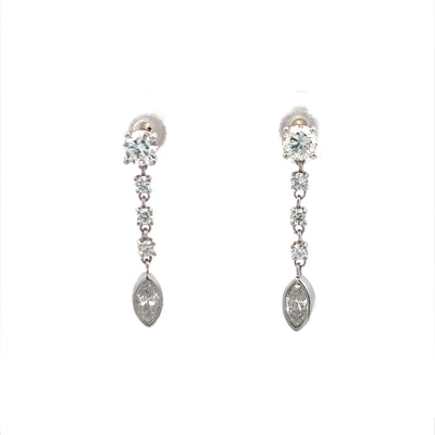 Beeghly & Co. 14 KT White Gold 3/4 CTW Diamond Droplet Earrings