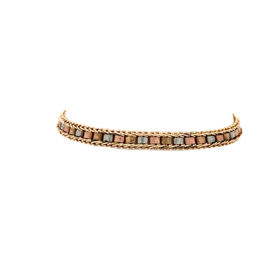 Estate Fancy Link Bracelet in Three-Tone Gold