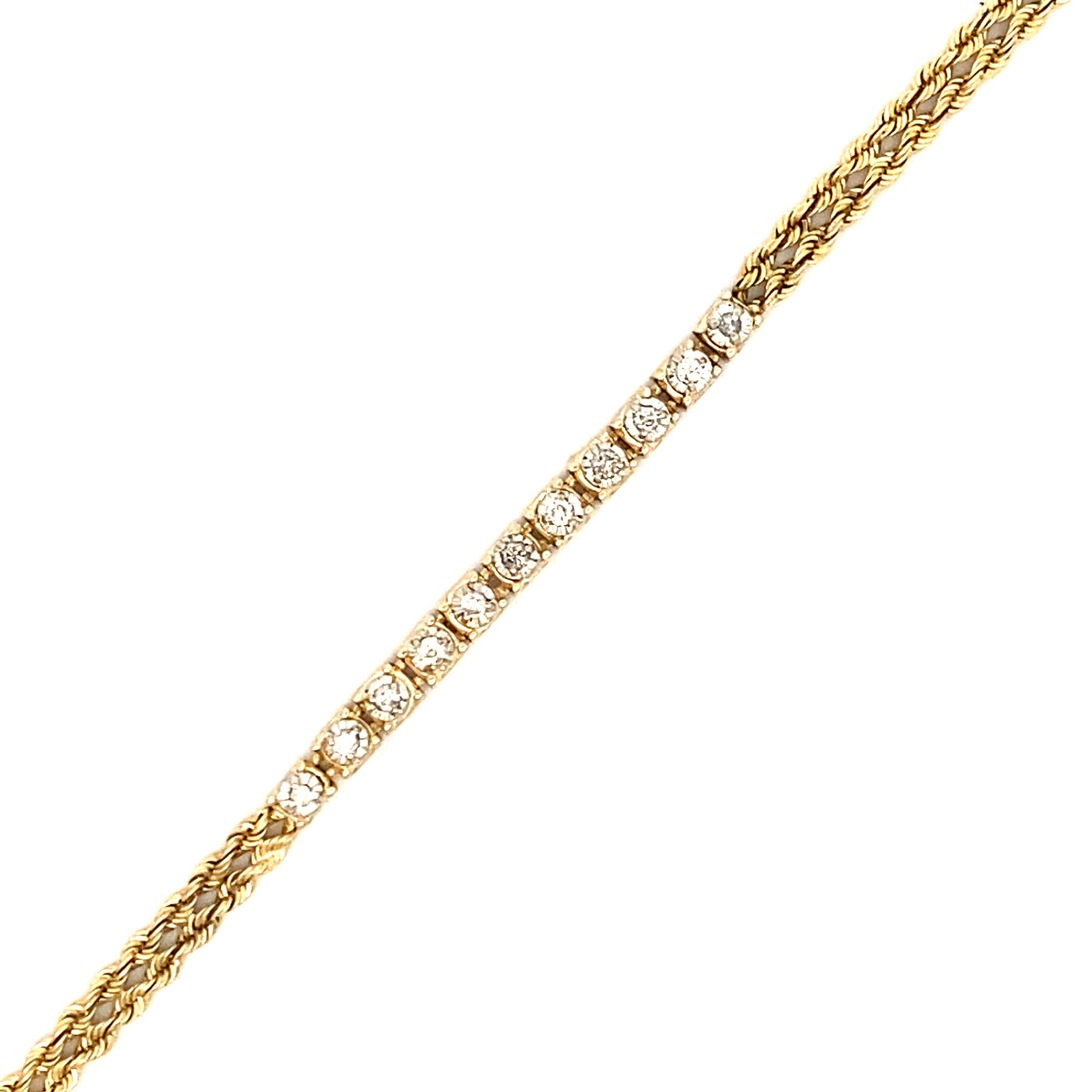 Estate Fancy L:ink Diamond Bracelet in Yellow Gold