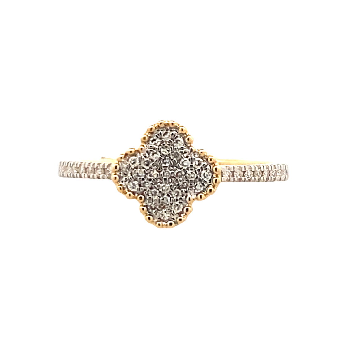 Diamond Clover Ring in Yellow Gold