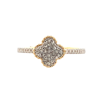 Diamond Clover Ring in Yellow Gold