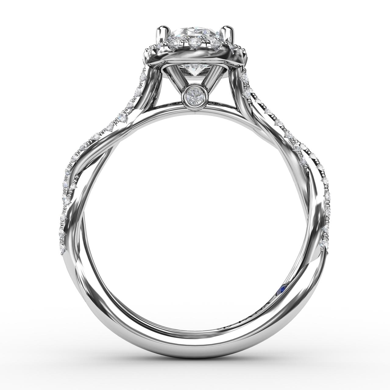FANA 14KT White Gold Halo Round Shape Engagement Rings S3111/WG
