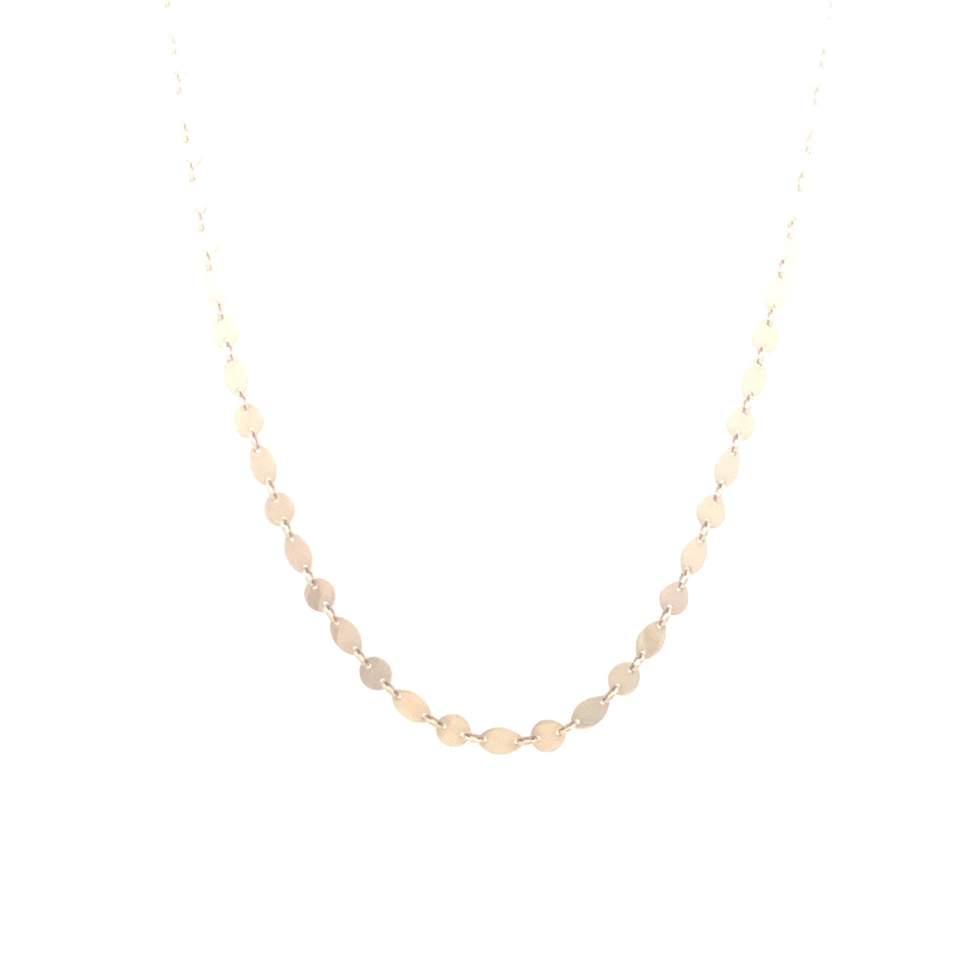 18" Alternating Circle and Leaf Disc Necklace in Yellow Gold