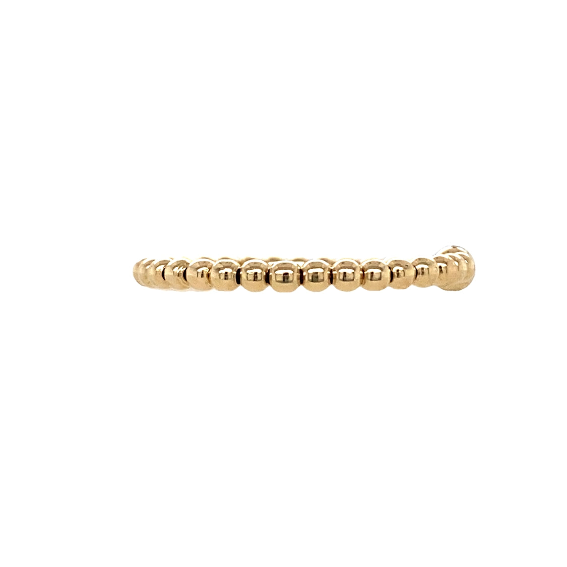 2mm Stretch Beaded Stacking Ring in Yellow Gold