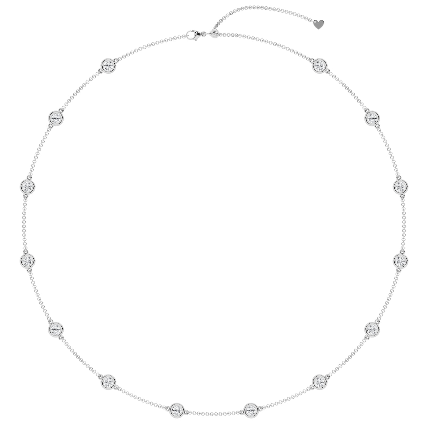 LAB-Created 3.0ctw Diamond Station Necklace in White Gold