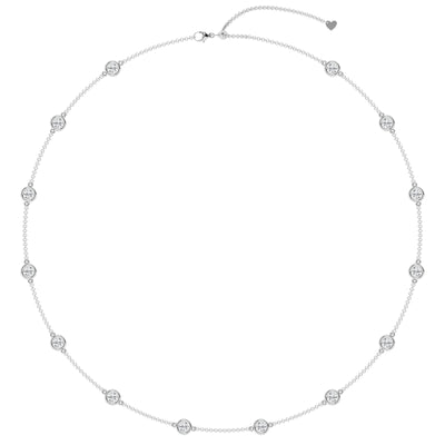 LAB-Created 3.0ctw Diamond Station Necklace in White Gold