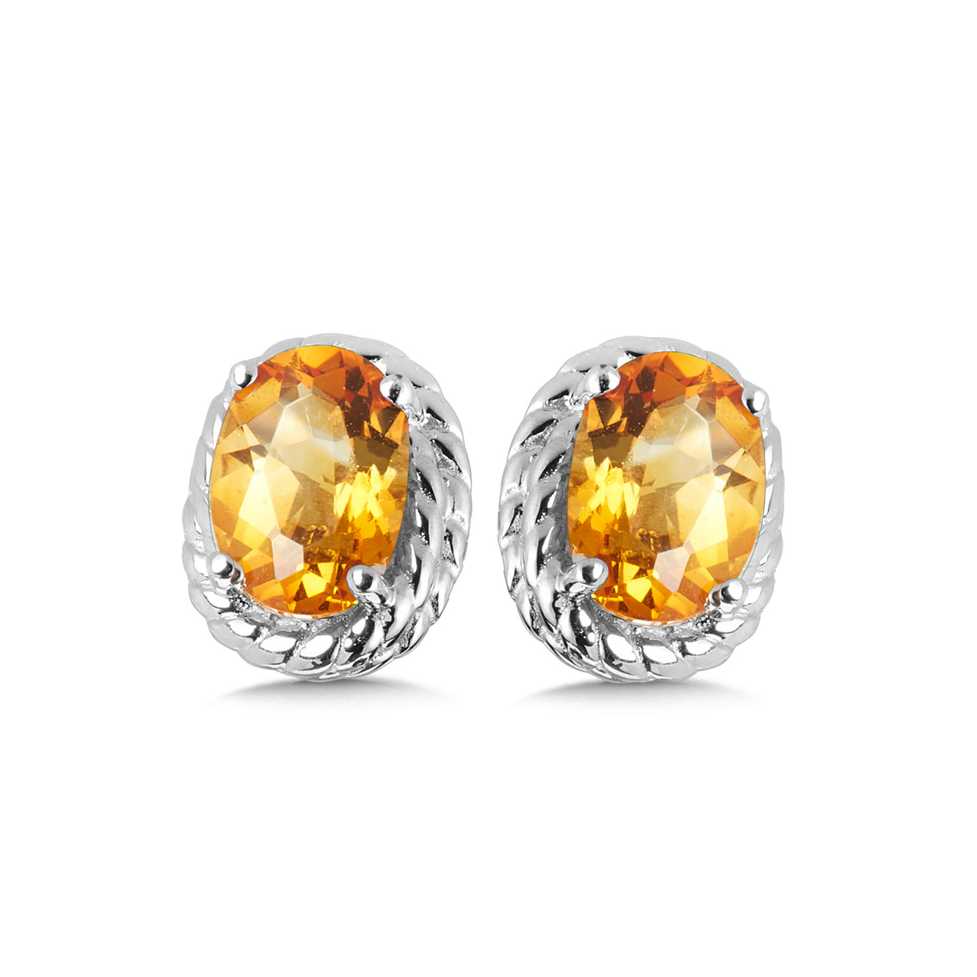 Citrine Stud Earrings in Silver