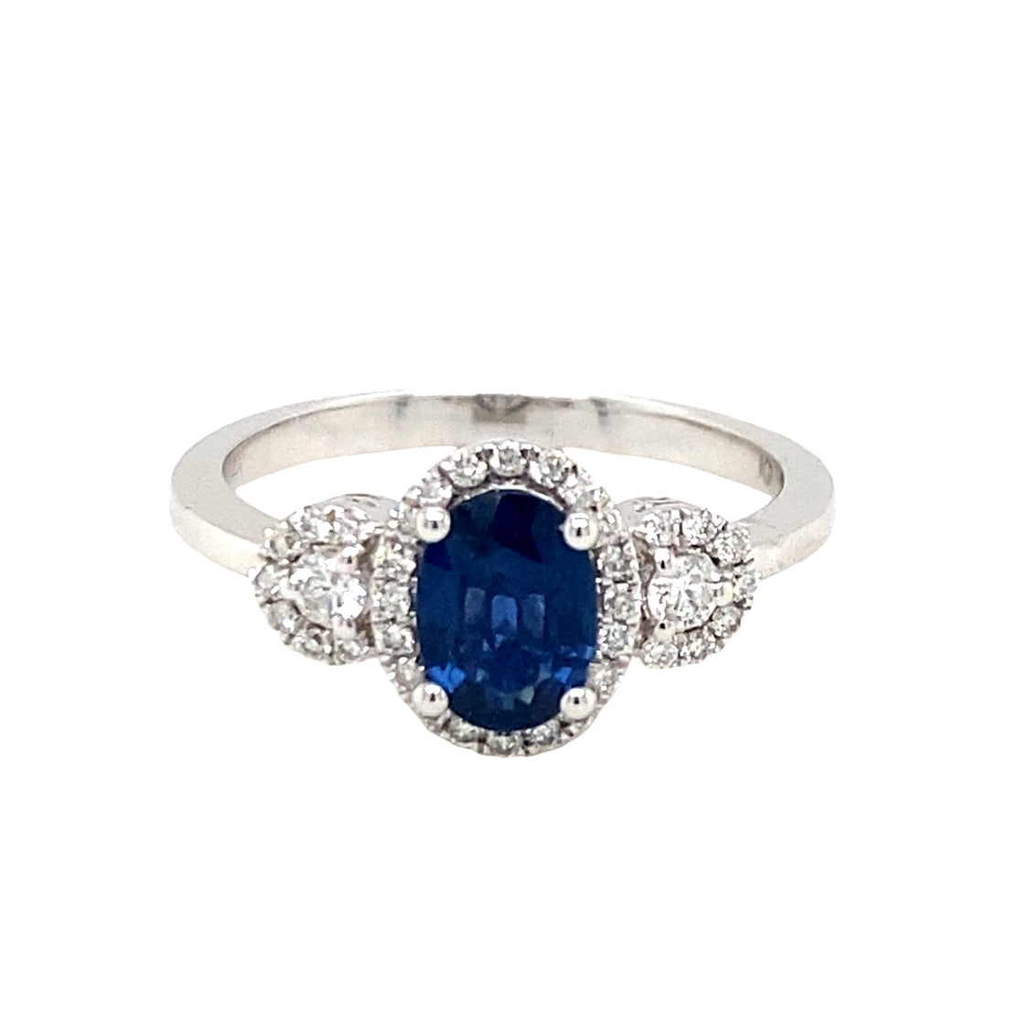 Blue Sapphire and Diamond Ring in White Gold