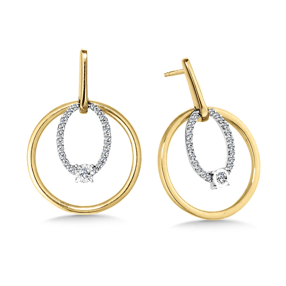 Two-Tone Duel Circle Diamond Earrings