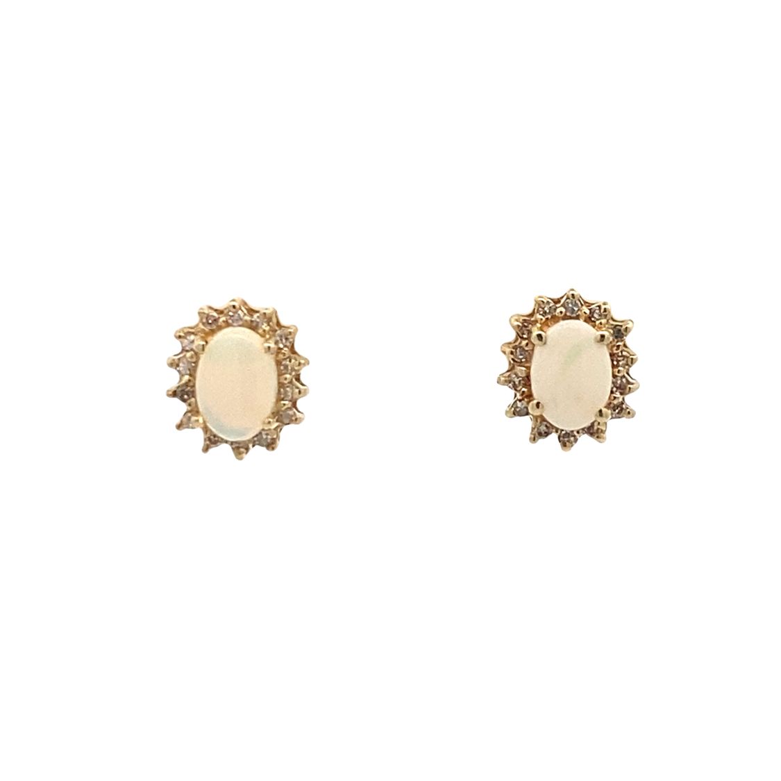 Estate Opal Stud Earrings in Yellow Gold