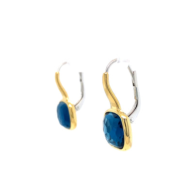 Blue TOpaz Drop Earrings in Two-Tone Gold by Ti Sento Milano