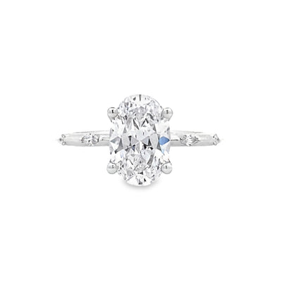 FANA White Gold Side Stones Diamond Engagement Ring 4094/WG 2.0CT OV