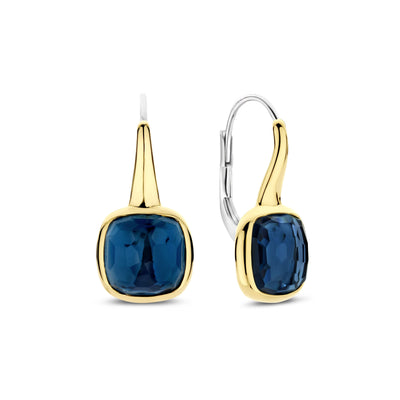 Blue TOpaz Drop Earrings in Two-Tone Gold by Ti Sento Milano