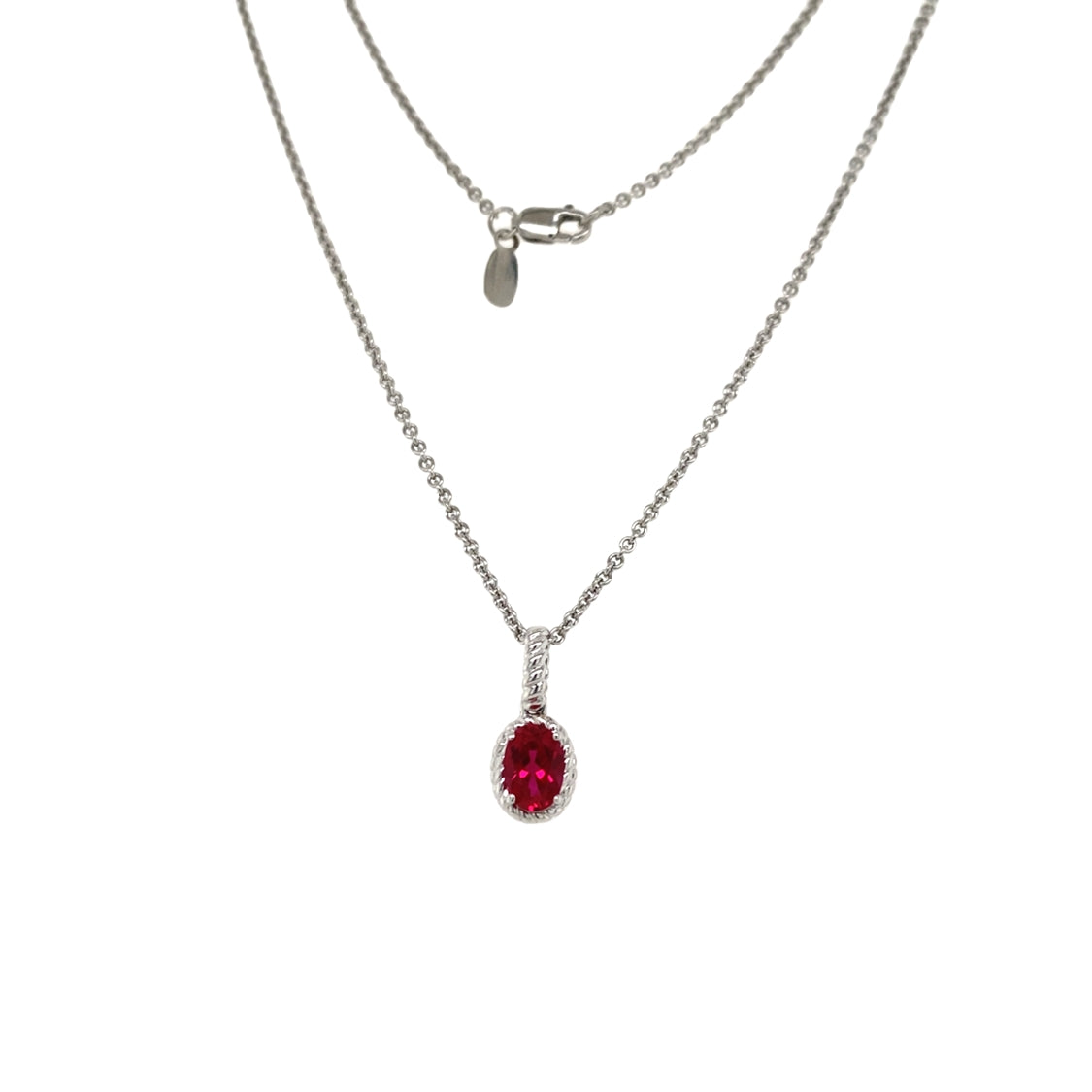 Created Ruby Halo Pendant in Silver