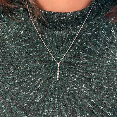 Linear Diamond Pendant in White Gold