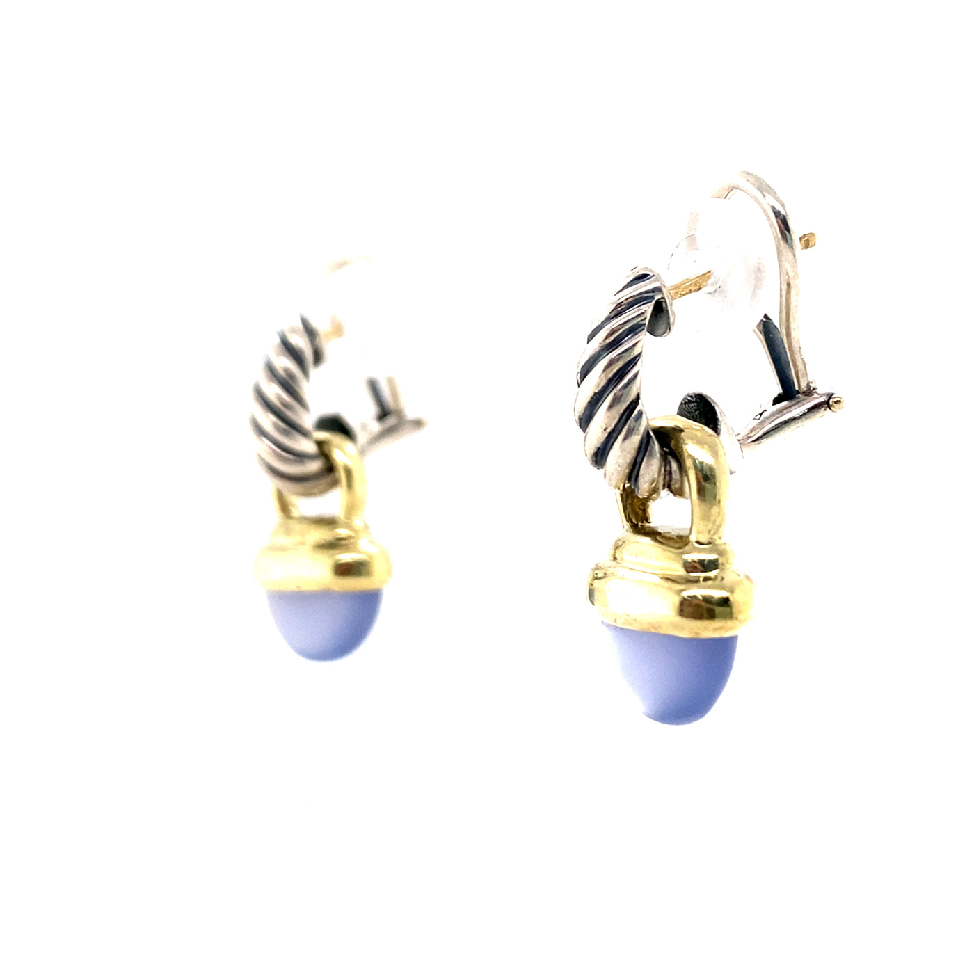 Estate David Yurman Chalcedony Drop Earrings in Two-Tone Gold