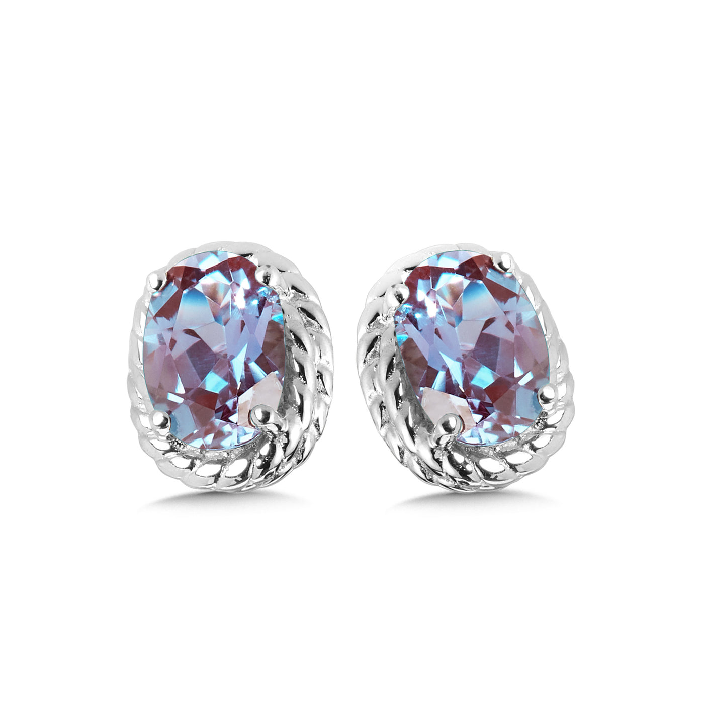 Created Alexandrite Stud Earrings in Silver