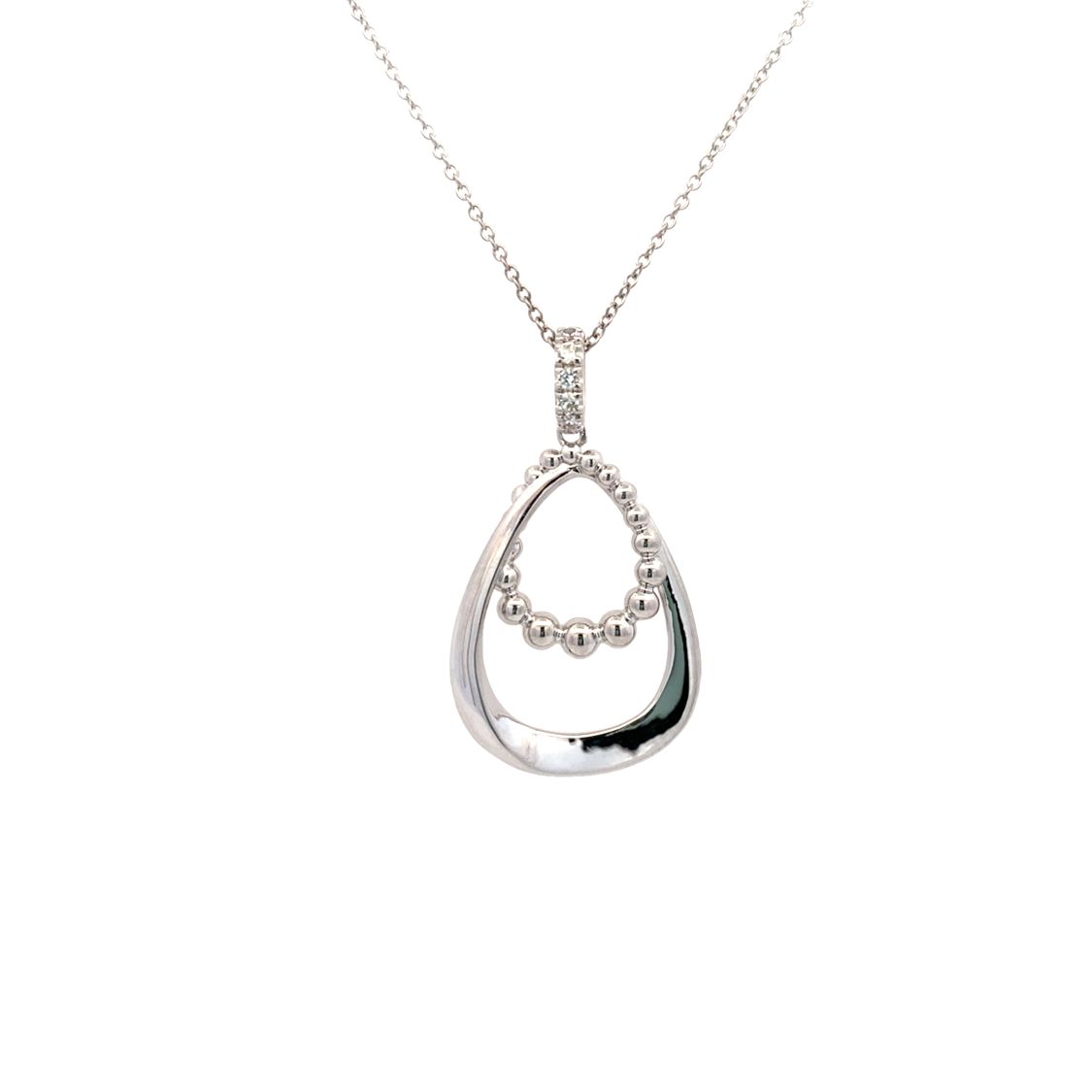 White Sapphire Bujukan Drop Pendant in Silver by Gabriel NY