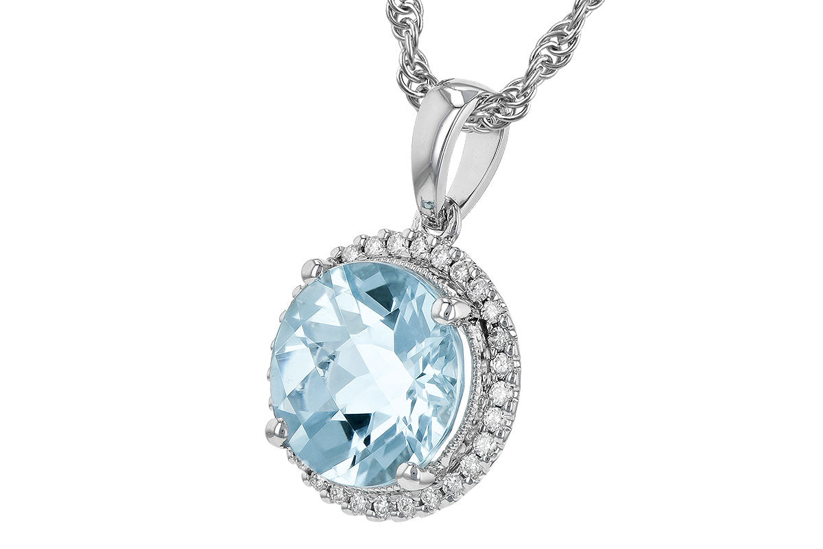 Aquamarine and Diamond Pendant in White Gold by Allison Kaufman