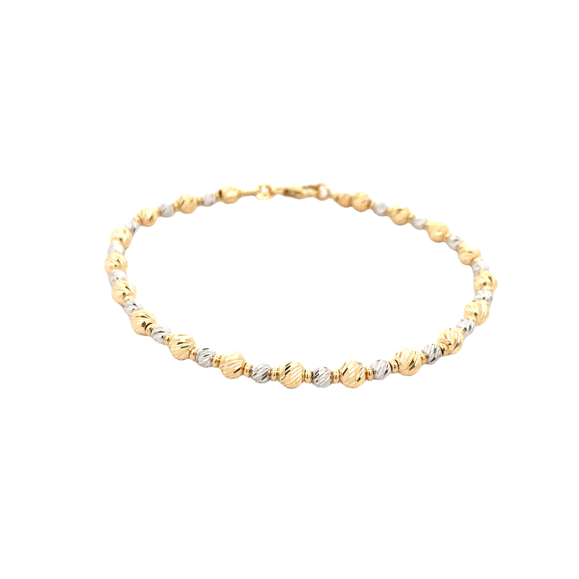 7.25" D/C Beaded Bracelet in Two-Tone Gold