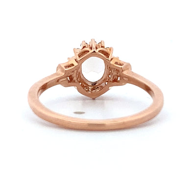 Estate Rose Gold Morganite & Diamond Halo Ring