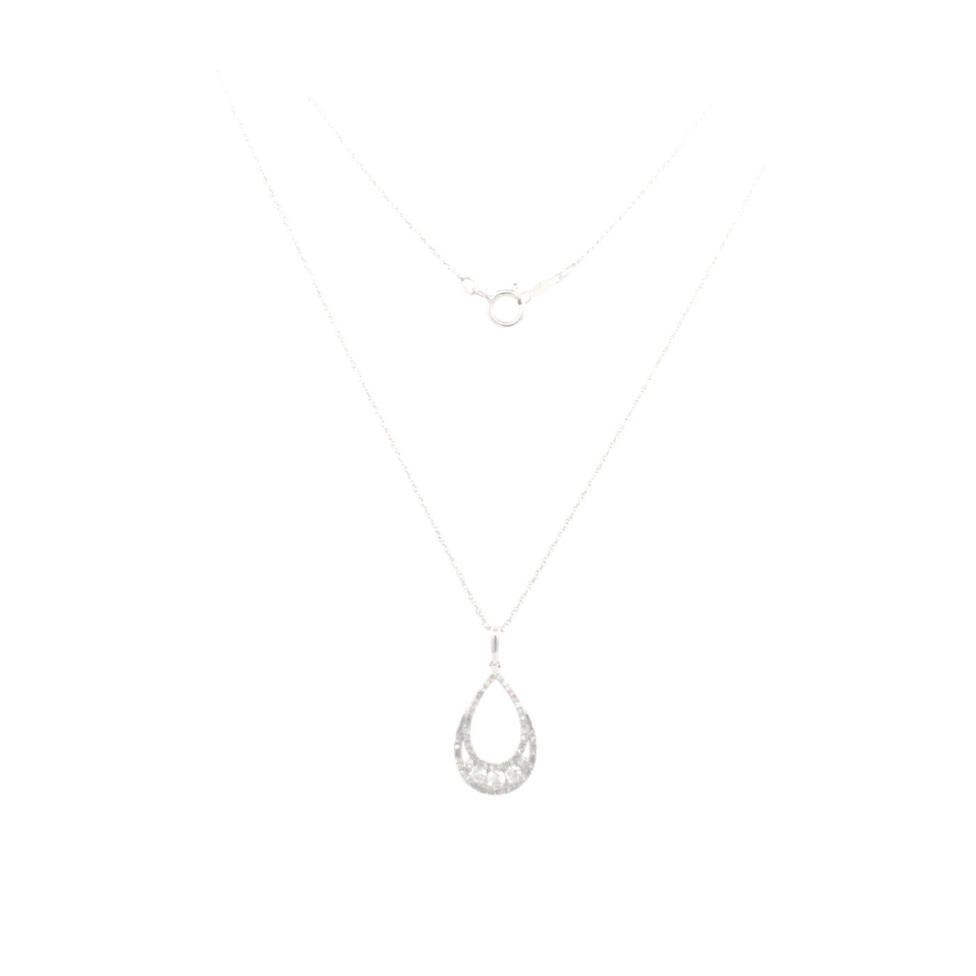 White Gold Drop Style Diamond Pendant