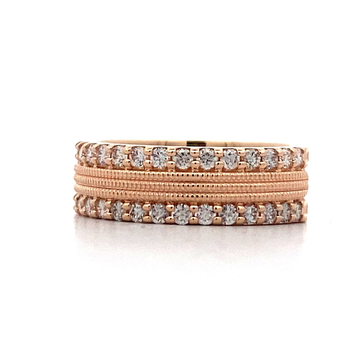 Wide Contemporary Diamond Ring in Yellow Gold by Allison Kaufman Co.