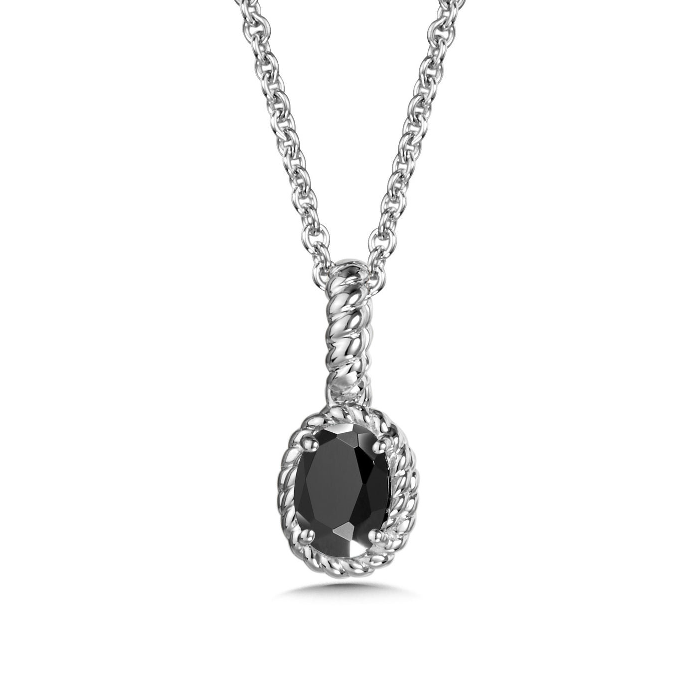 Onyx Halo Pendant in Silver