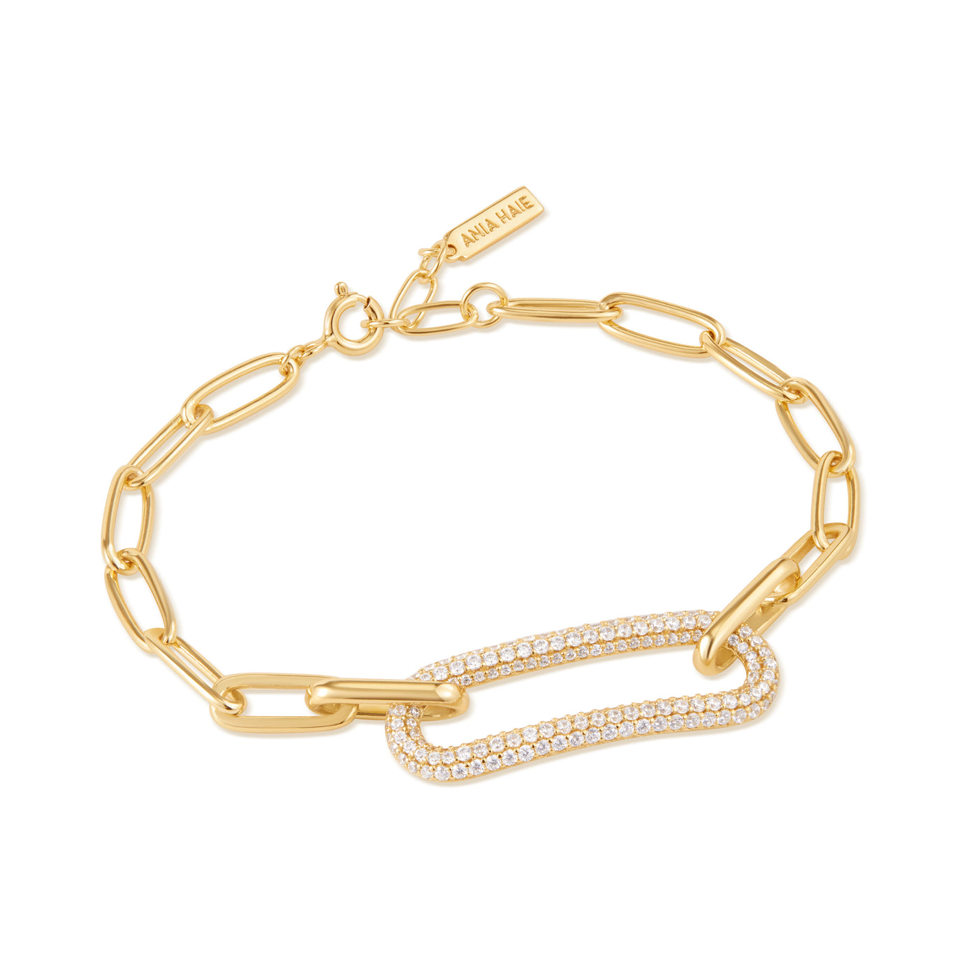 Ania Haie Yellow Gold Pave Link Bracelet