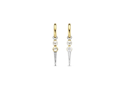 Pearl Drop Earrings in Two-Tone GOld by Ti Sento Milano