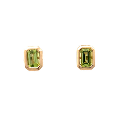 Peridot Stud Earrings in Yellow Gold