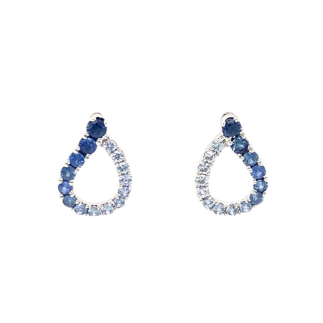 Graduating Blue Sapphire Earrings in White Gold by Parle