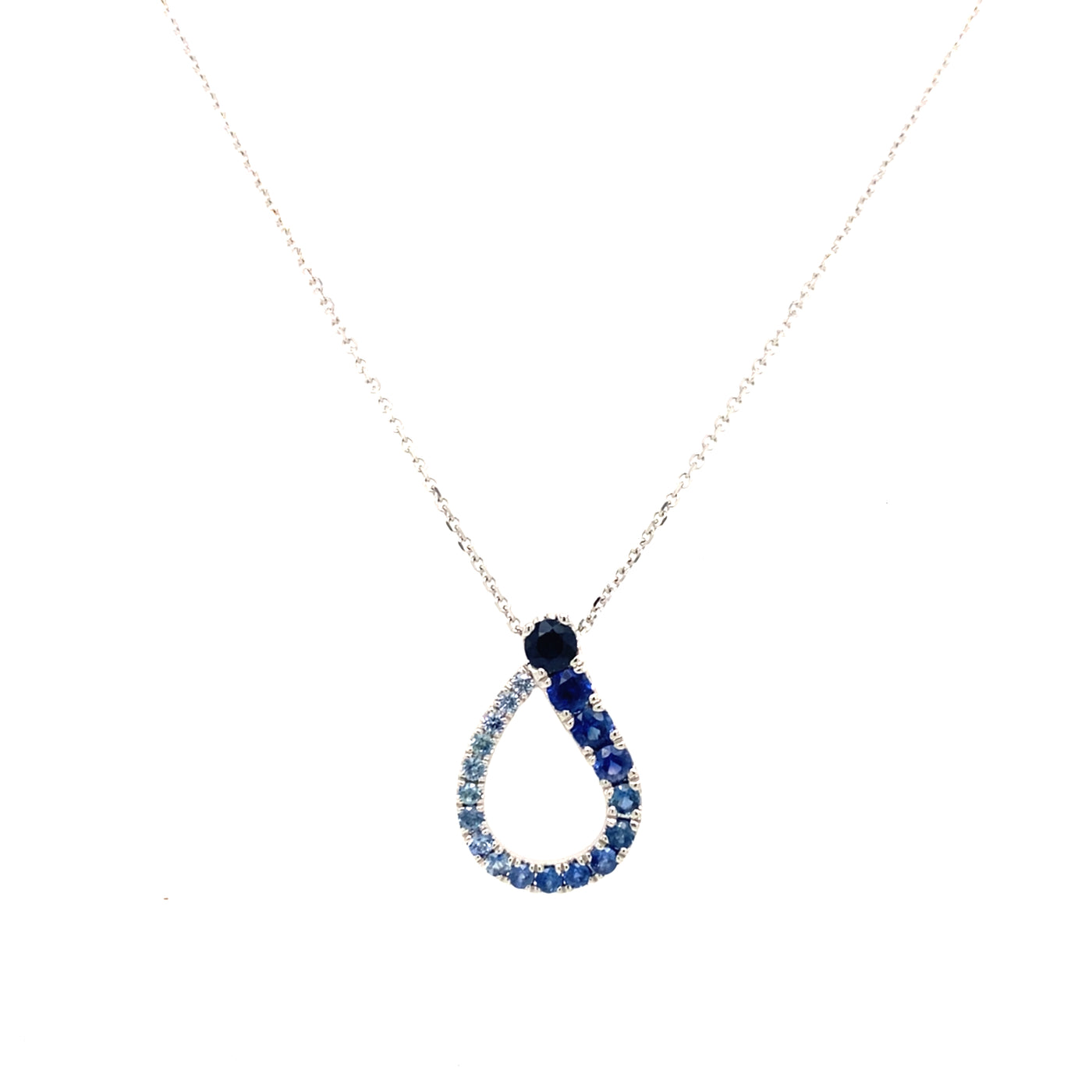 Graduating Blue Spaphire Pendant in White Gold by Parle