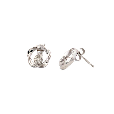 Diamond Bud Earrings in Silver