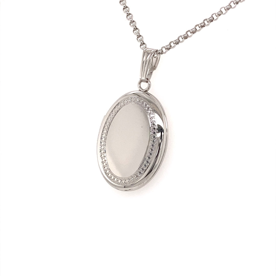 Adult Oval  Locket Pendant in Silver