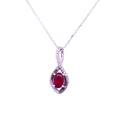 Ruby and Diamond Pendant in White Gold by B&C