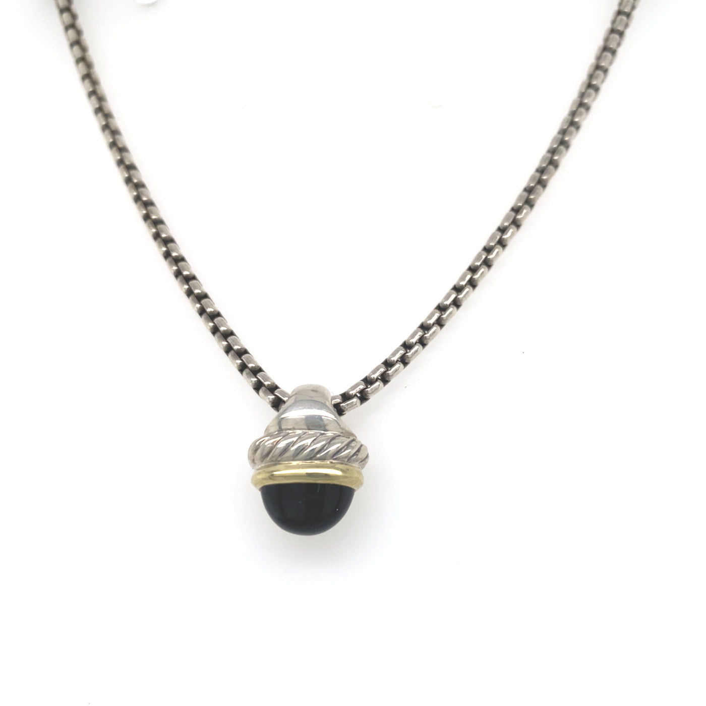 Estate David Yurman Onyx Pendant in Two-Tone Gold