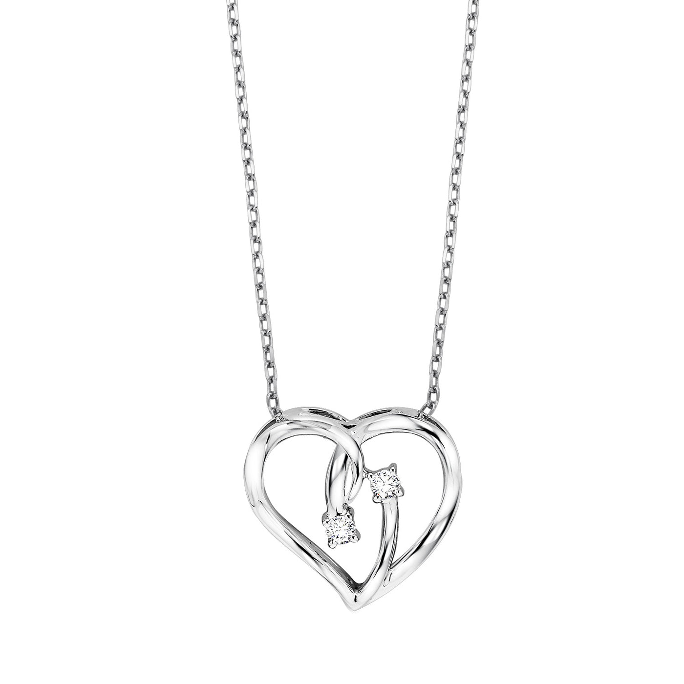 Diamond Heart Pendant in Silver