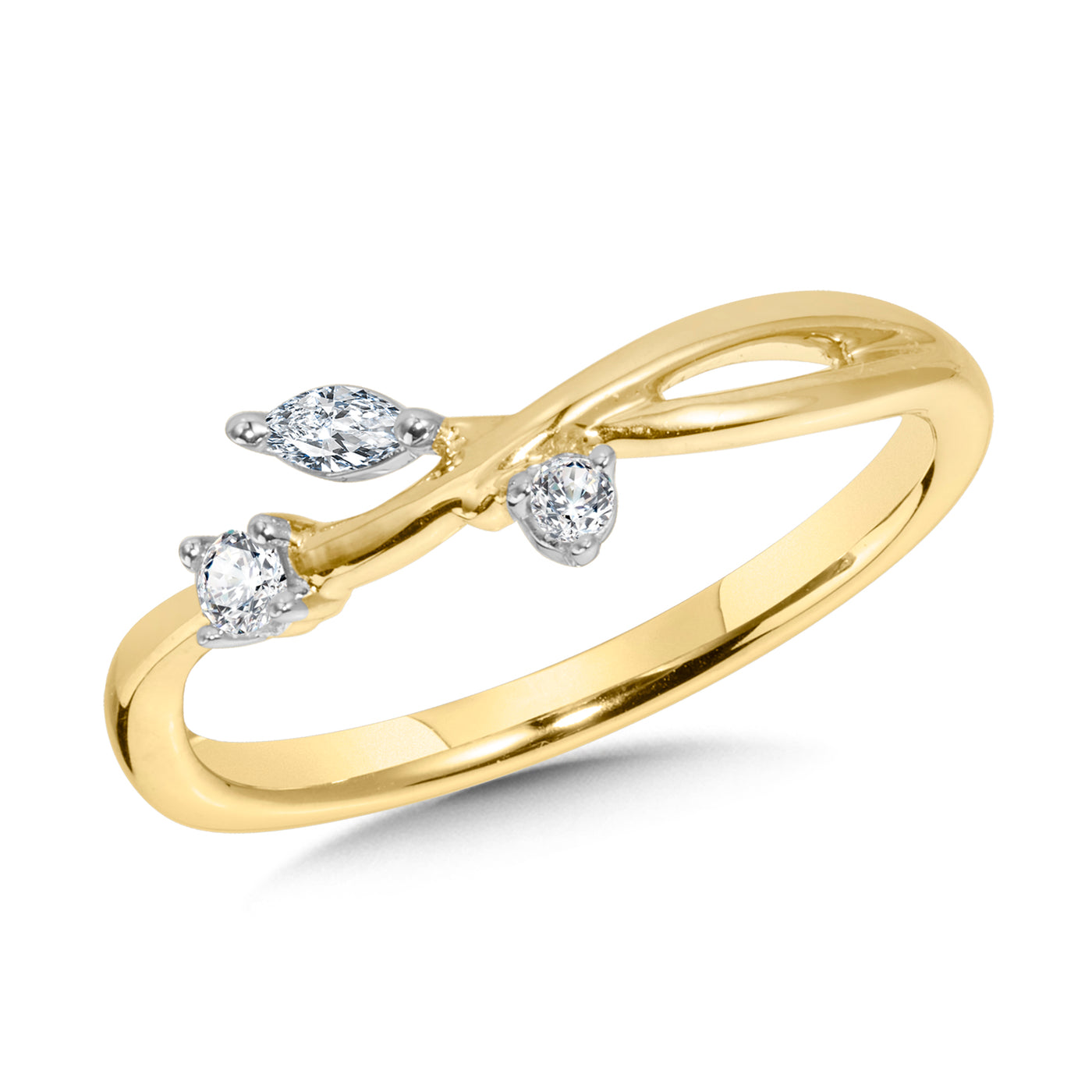 Yellow Gold Diamond Leaf Fashion RIng