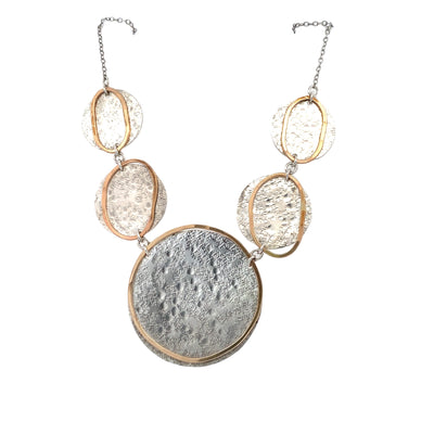 Estate 20" Hand Fabricated Disc Necklace in Two-Tone Gold