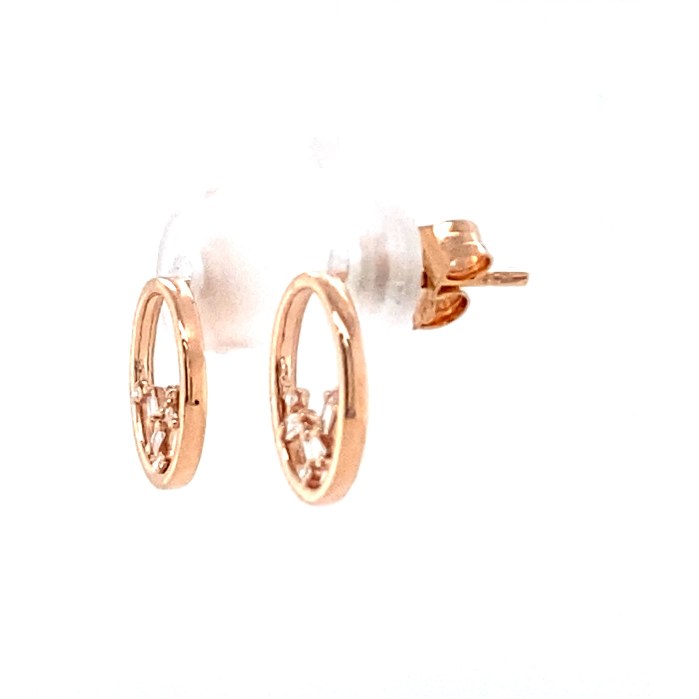 Oval Baguette Diamond Earrings in Rose Gold