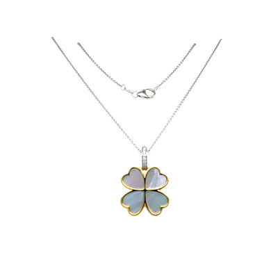 Mother of Pearl Clover Pendant in Two-Tone Gold by Ti Sento Milano