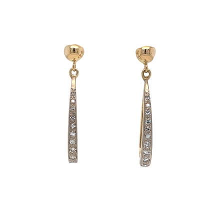 Estate Diamond Drop Studs in Yellow Gold