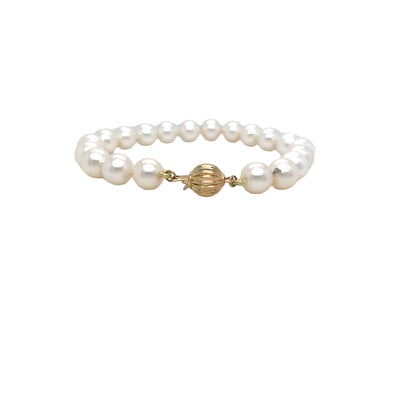 Pearl Bracelet Single-Strand in Yellow Gold by B&C