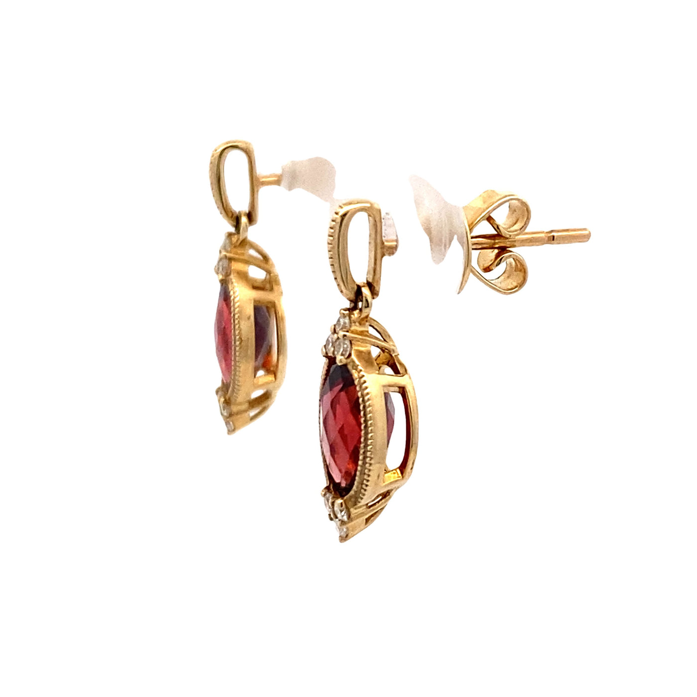 Yellow Gold Garnet Earrings  E4157