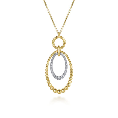 Gabriel & Co. Two-Tone Diamond Oval Drop Pendant