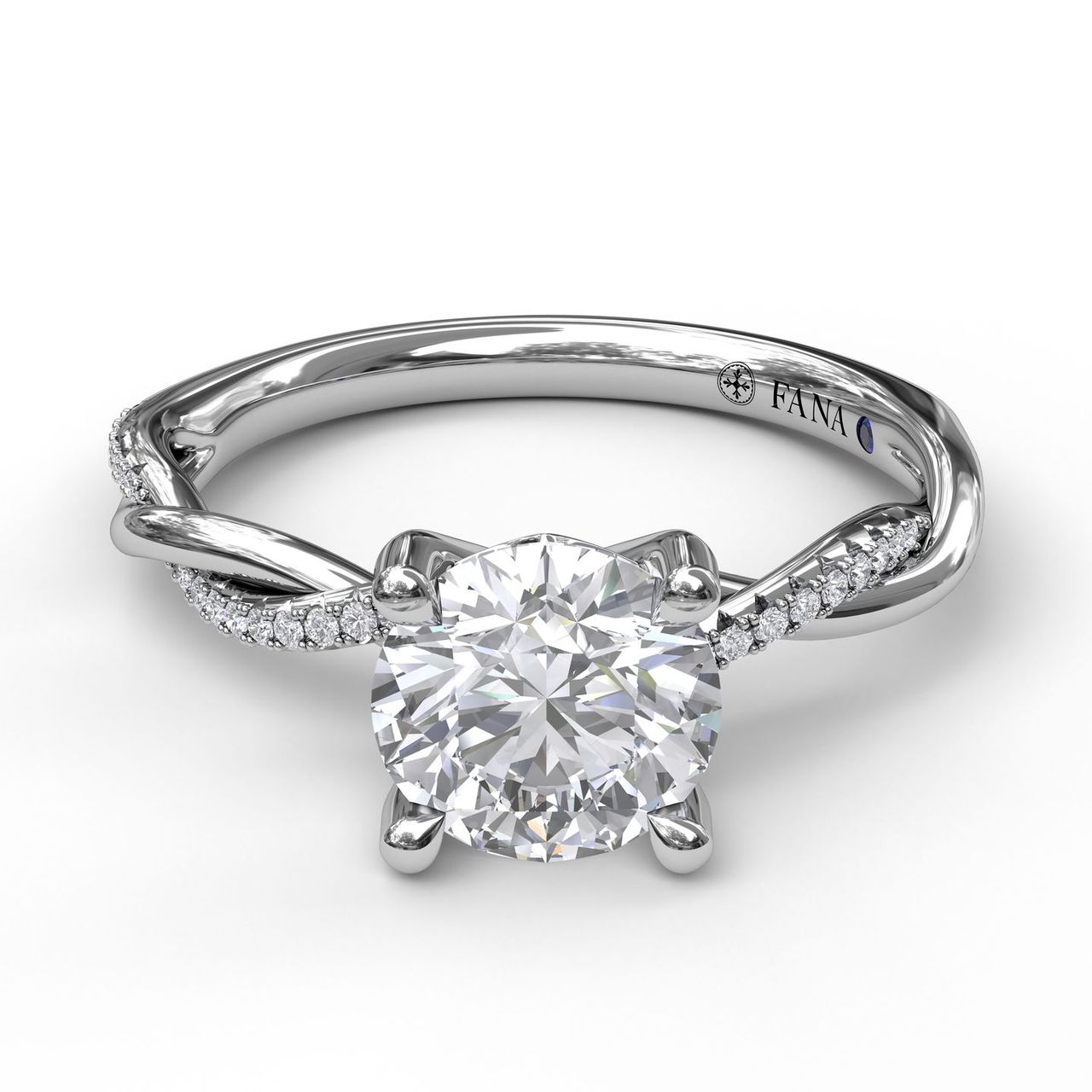 FANA  White Gold Twist Round Diamond Engagement Ring S3901/WG