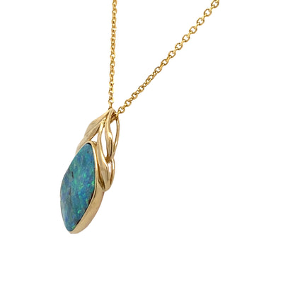 Estate Yellow Gold Boulder Opal Pendant